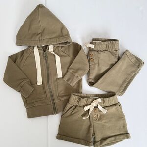 Jamie Kay Olive Zip Hoodie with Matching Shorts & Pants